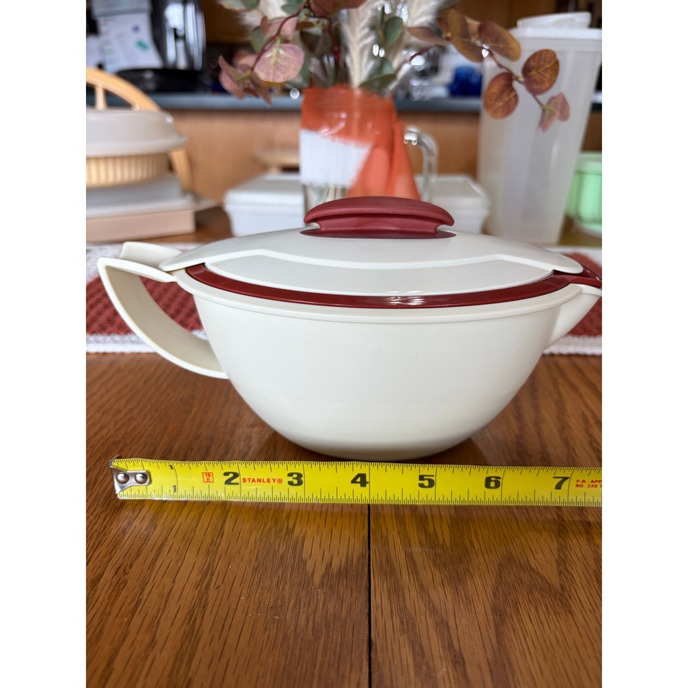 Tupperware Insulated Gravy Boat Sauce Server Cream Burgundy 550ml 400ml Vintage - Picture 13 of 13